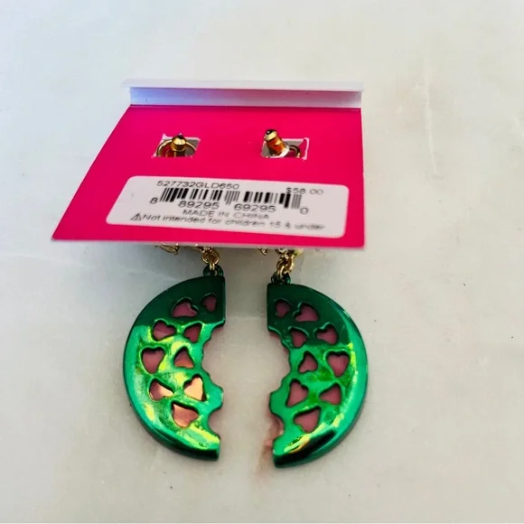 Betsey Johnson Faux Stones & Crystals Backyard Watermelon Drop Earrings (NWT) - Picture 7 of 9